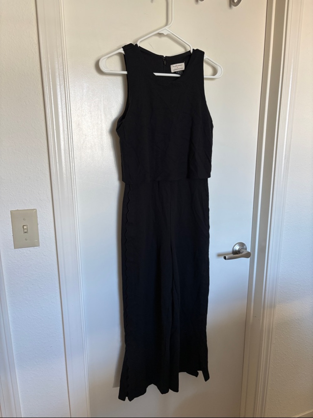 Anthropologie The Essential Freya Scalloped Trim Jumpsuit - Black - Size 2